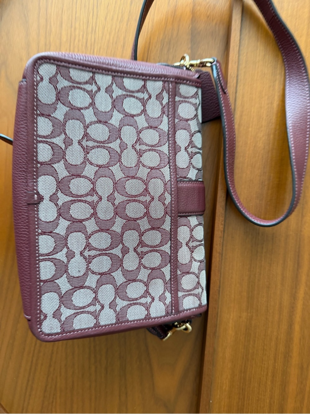 Coach Signature Crossbody Bag in Plum and Tan - Picture 9 of 9